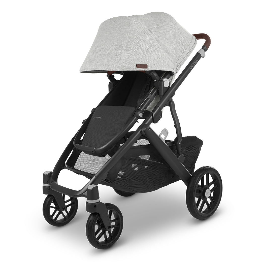 The extended sunshade on right side view of the uppababy vista v2 stroller -- Color_Anthony