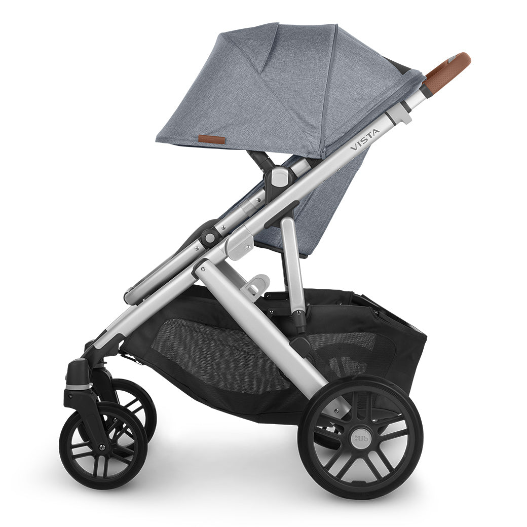Right side view of UPPAbaby VISTA V2 Travel System stroller with canopy all the way down  in -- Color_Gregory