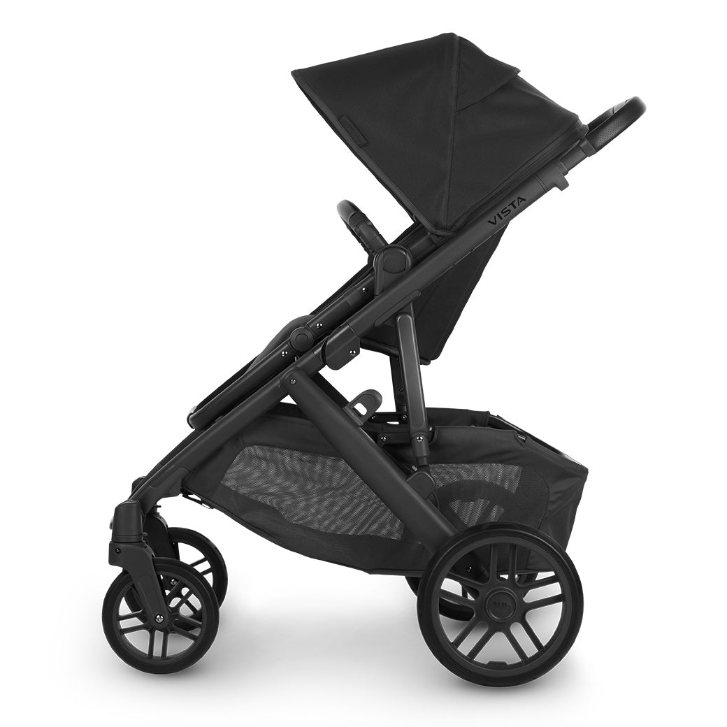 Side view of UPPAbaby VISTA V2 Travel System stroller with canopy slightly up  in -- Color_Jake