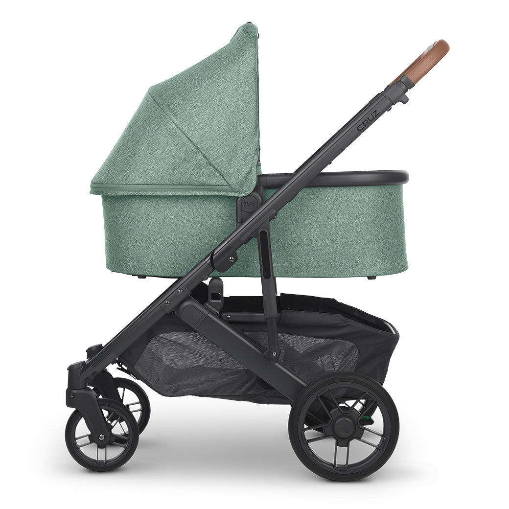 Side view of UPPAbaby Bassinet on a stroller in -- Color_Gwen