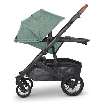 Side view of UPPAbaby CRUZ V2 Stroller fully reclined with canopy down  in -- Color_Gwen