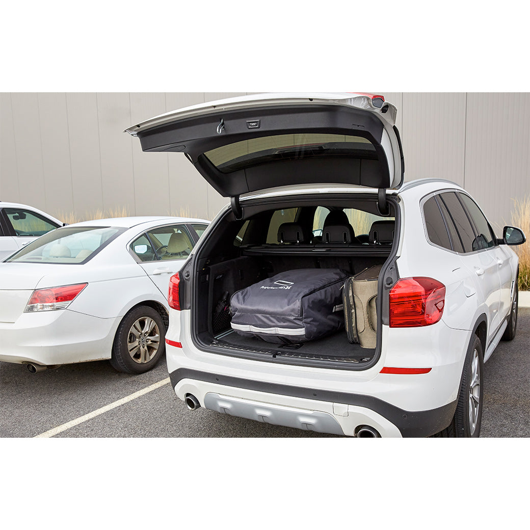 UPPAbaby CRUZ V2 Stroller Travel Bag in the back of a car trunk 