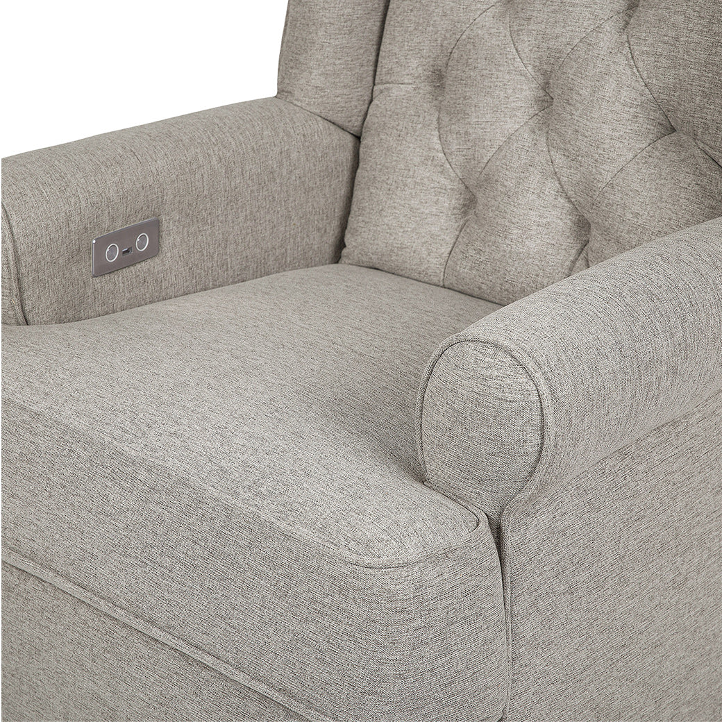Closeup of the Namesake's Harbour Power Recliner in -- Color_Performance Grey Eco-Weave