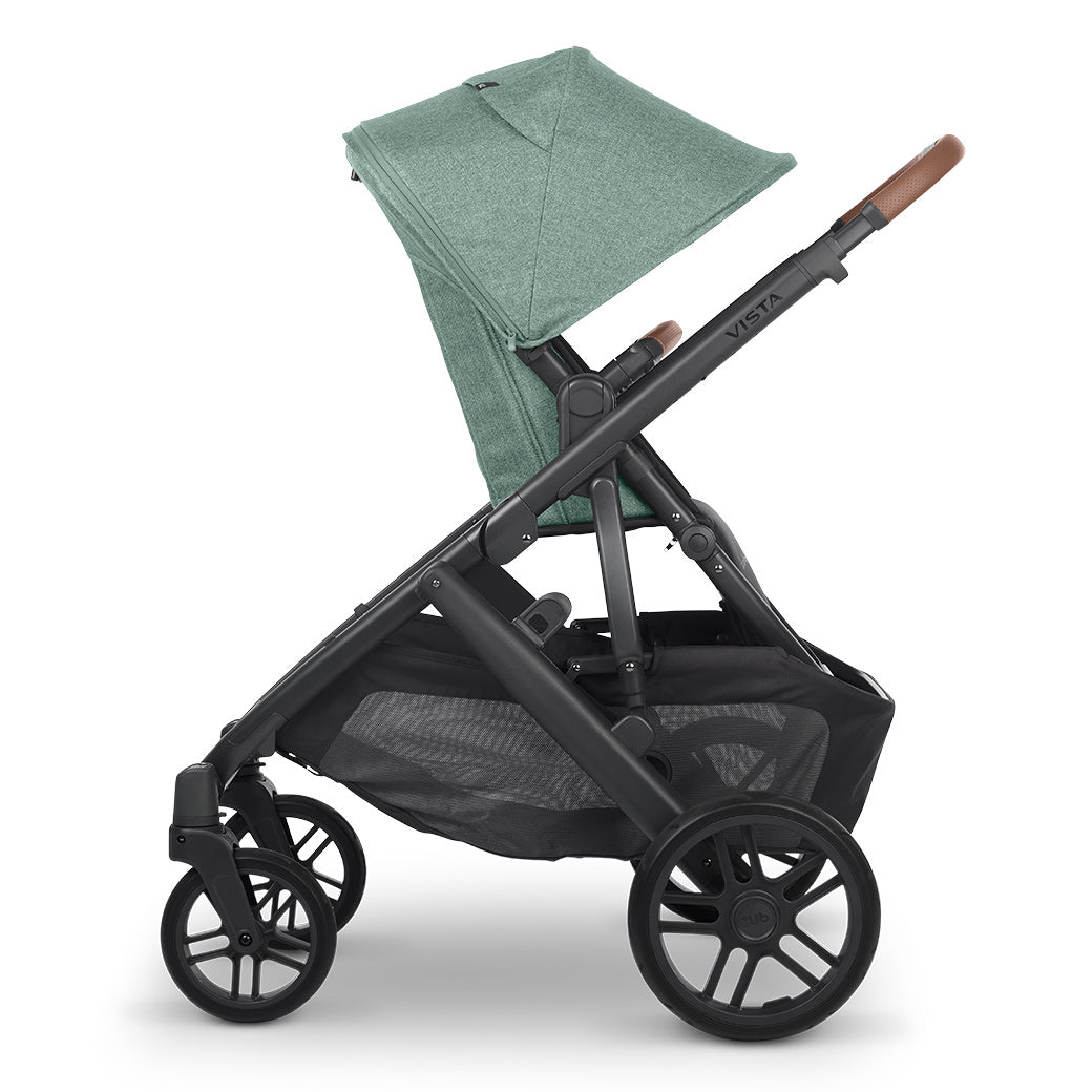 Rear-facing configuration of the stroller seat on the UPPAbaby Vista v2 stroller in -- Color_Gwen