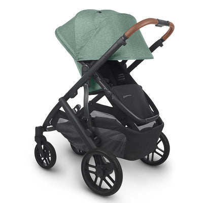Angled view of reversed UPPAbaby VISTA V2 Stroller with canopy down  in -- Color_Gwen