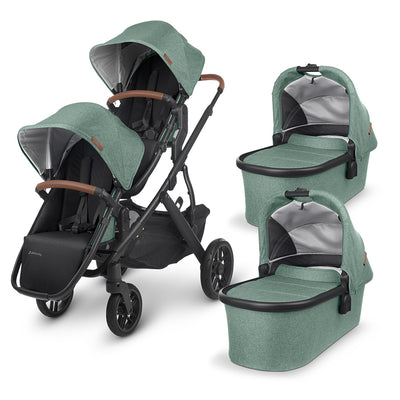 UPPAbaby Vista V2 Twin Stroller with two bassinets in -- Color_Gwen