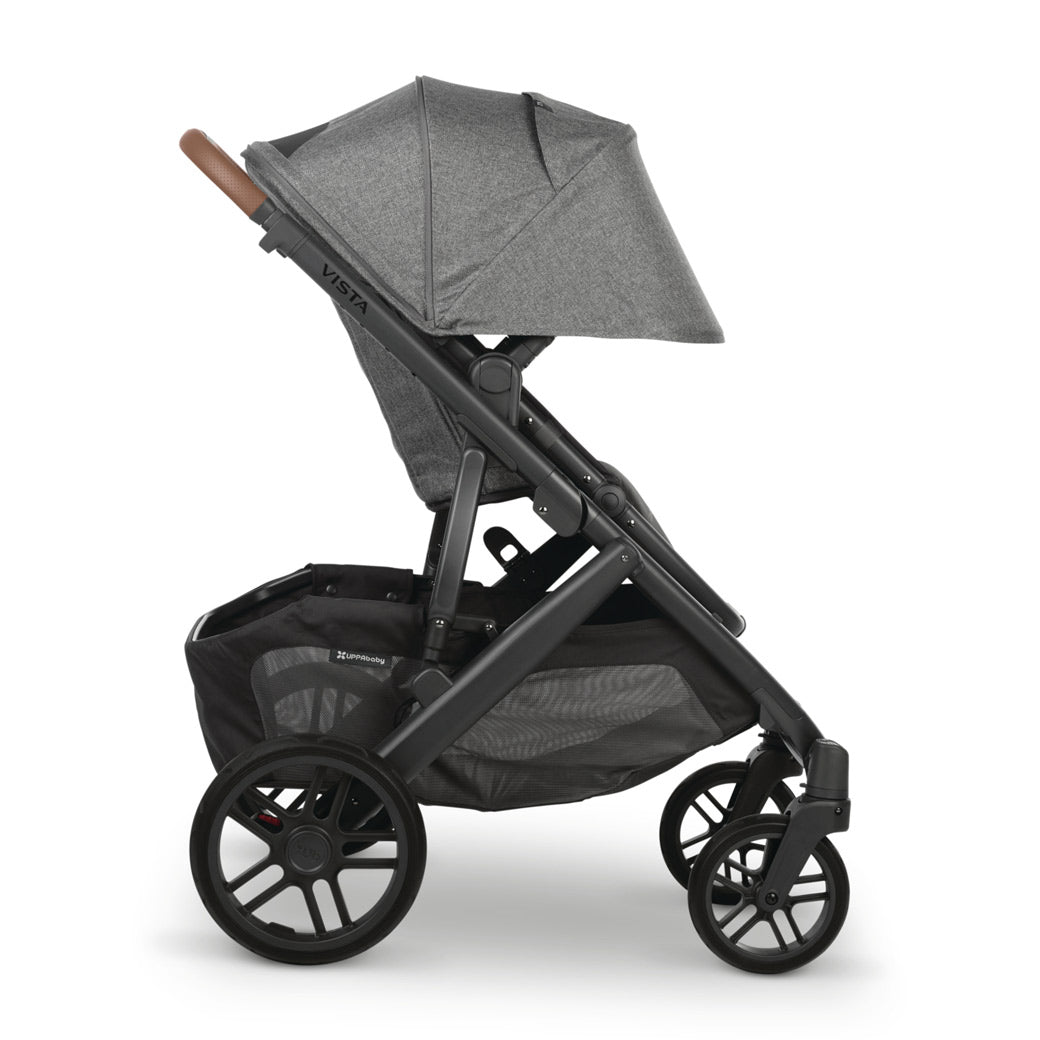 Side view of UPPAbaby VISTA V2 Travel System stroller with canopy down in -- Color_Greyson