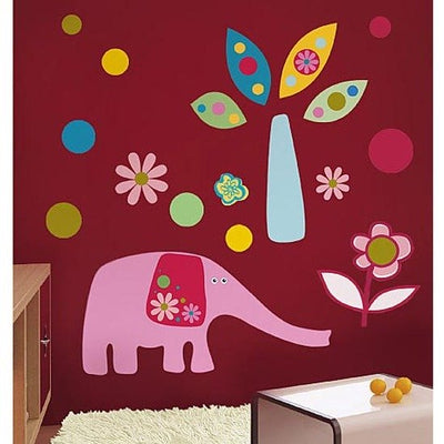 Pink Elephant Big Vinyl Mural Wall Stickers