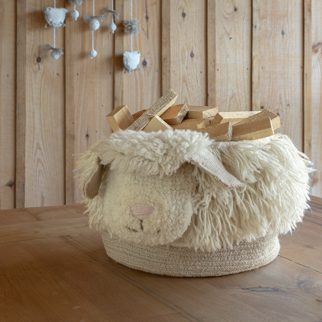 Lorena Canals Pink Nose Sheep Woolable Basket | Modern Nursery™