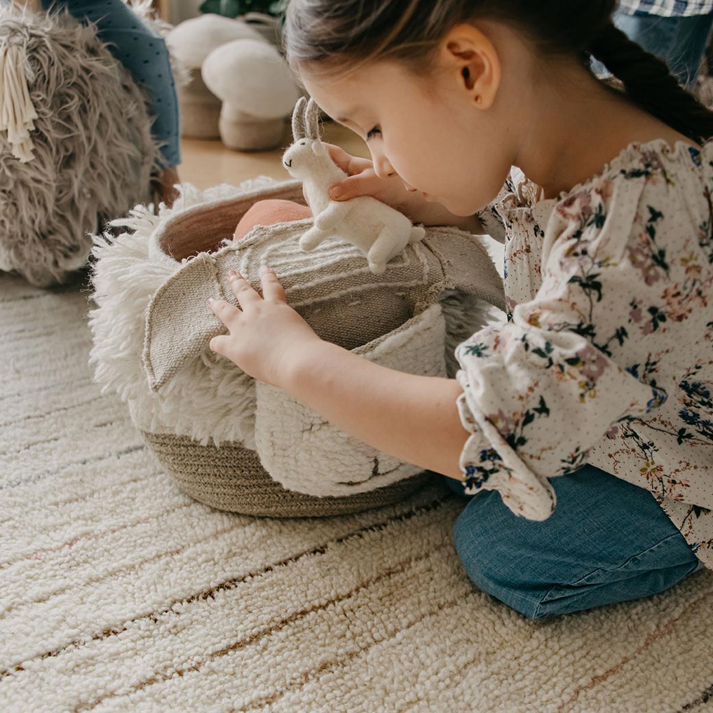 Lorena Canals Pink Nose Sheep Woolable Basket | Modern Nursery™