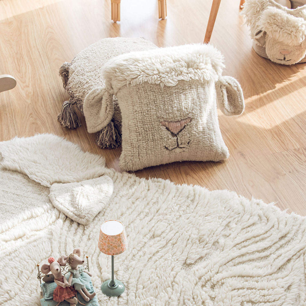 Lorena Canals Pink Nose Sheep Woolable Cushion | Modern Nursery™