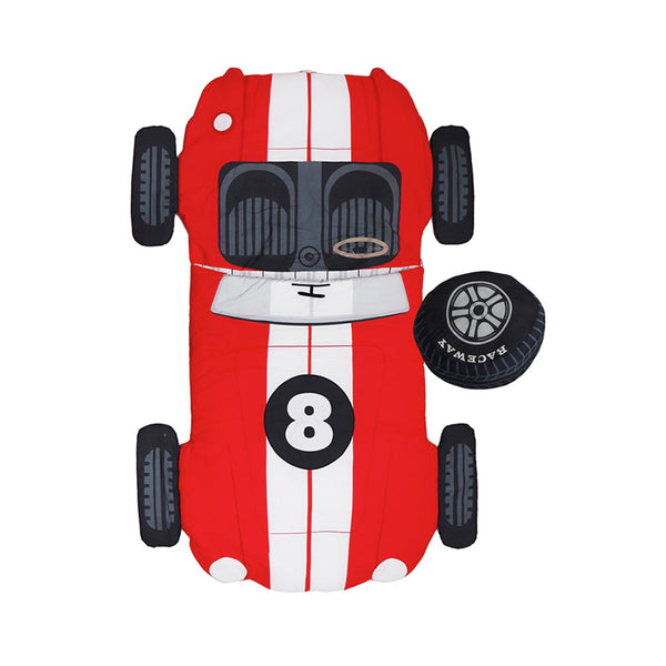 Race Car with Tire Pillow Kids' Sleeping Bag Red - Wonder & Wise