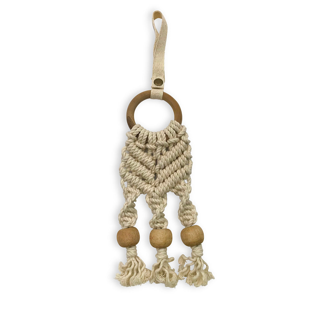 Hand knotted toy with beads of Finn and Emma Play Gym in -- Color_White _ Macrame