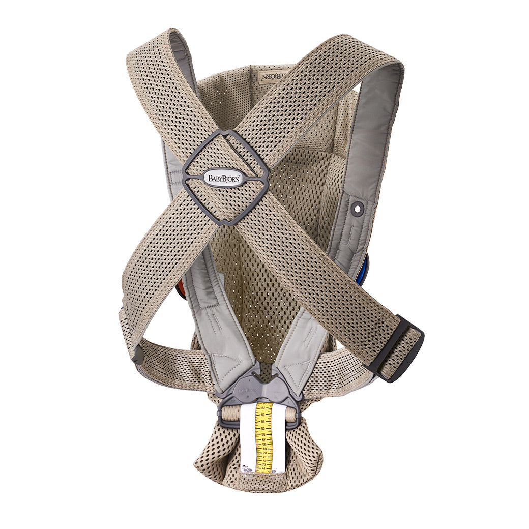 Back view of BABYBJÖRN Baby Carrier Mini in -- Color_Beige Grey 3D Mesh