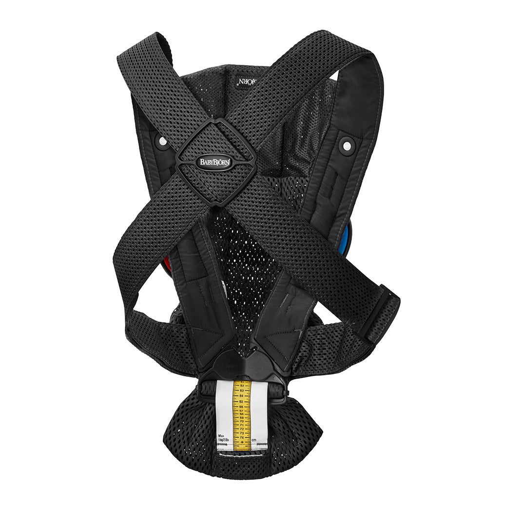 Back view of BABYBJÖRN Baby Carrier Mini with top part down in -- Color_Black 3D Mesh