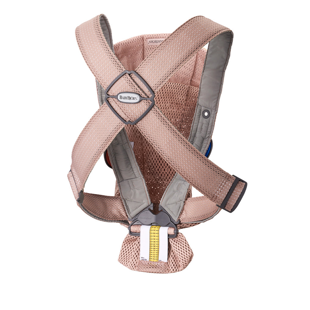 Back view of BABYBJÖRN Baby Carrier Mini with top part down in -- Color_Dusty Pink 3D Mesh