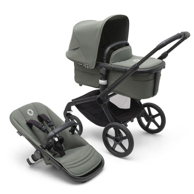 Bugaboo Fox 5 Stroller with a toddler seat and the bassinet in -- Color_Forest Green