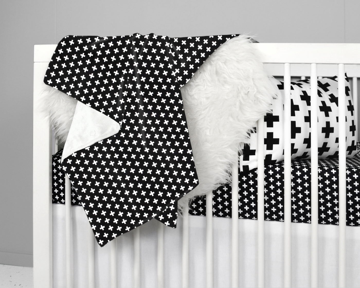 Black Cross Crib Bedding Set