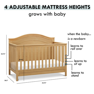 Adjustability of The DaVinci Charlie 4-in-1 Convertible Crib in -- Color_Honey