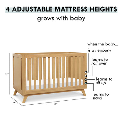 Adjustability of the DaVinci Otto 3-in-1 Convertible Crib in -- Color_Honey _ Wood