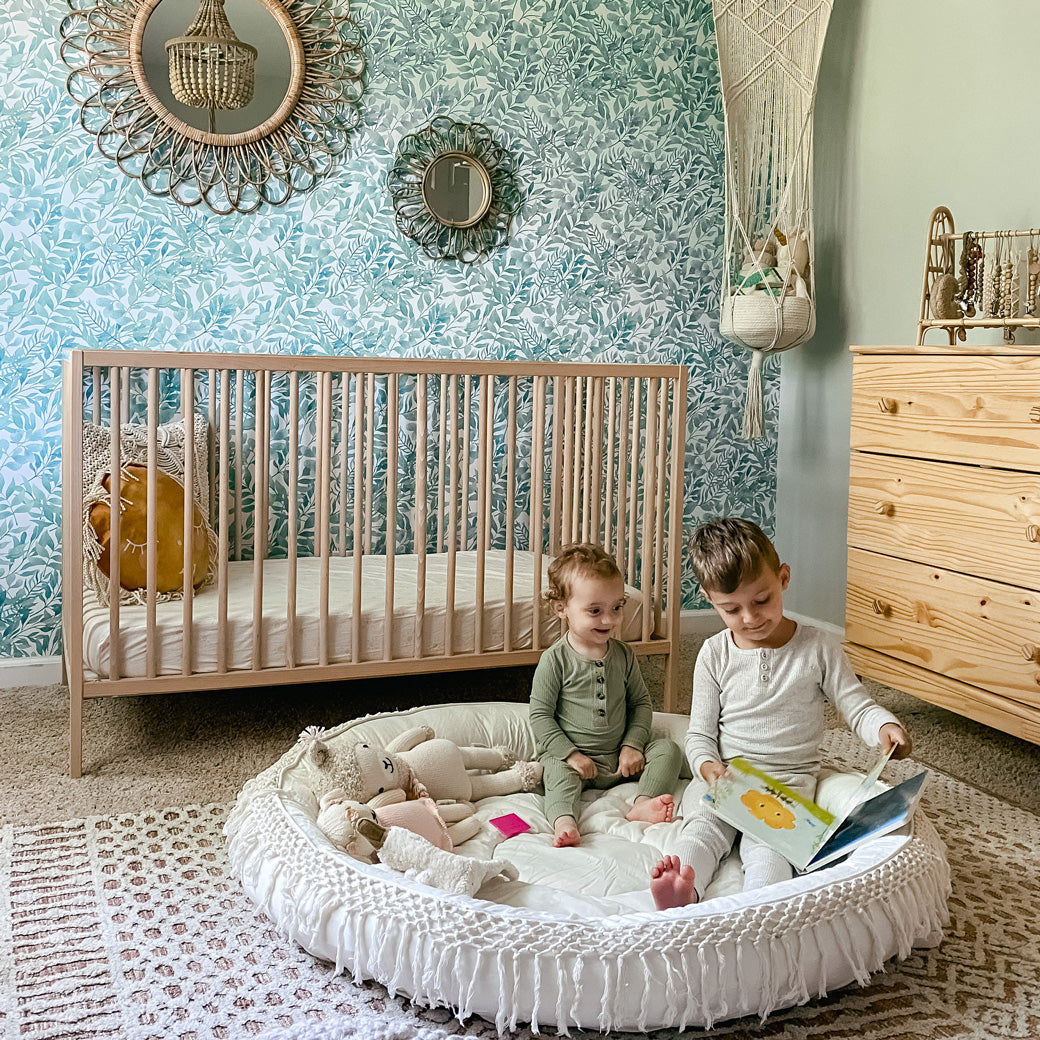 Ofie Round Baby Play Mat - Large 4.5ft Diameter Foam Mat, Reversible Design (Plants + Eze)