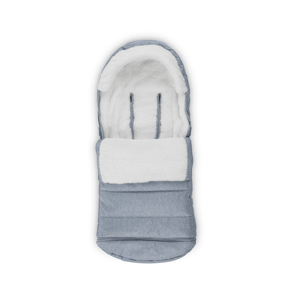 the ultra-plush CozyGanoosh footmuff showing fluffy inner side -- Color_Gregory
