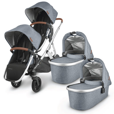 UPPAbaby Vista V2 Twin Stroller with two bassinets in -- Color_Gregory