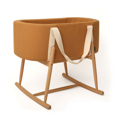 Charlie Crane KUKO Moses Basket with stand in -- Color_Camel Organic Cotton
