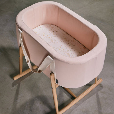 Upper view of Charlie Crane KUKO Moses Basket in -- Color_Nude Organic Cotton
