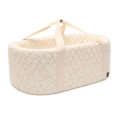 Charlie Crane KUKO Moses Basket with handles up in -- Color_Pia Organic Cotton