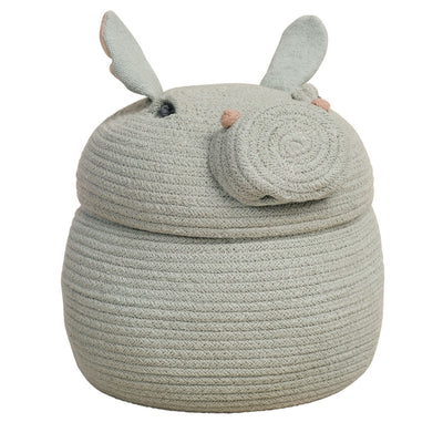 A slight side view of Lorena Canals Henry the Hippo Basket