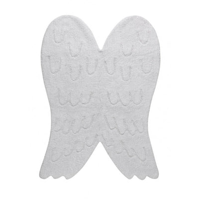 Silhouette Wings Washable Rug in White