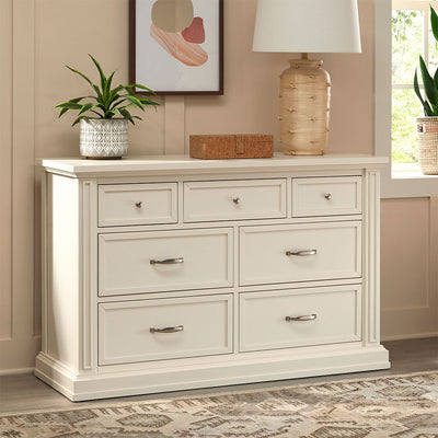 Namesake's Durham 7-Drawer Assembled Dresser  under a picture with a lamp and some items on it in -- Color_Warm White