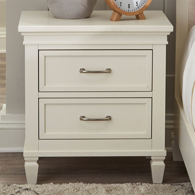 Front view of Namesake's Darlington Assembled Nightstand with items on top in -- Color_Warm White