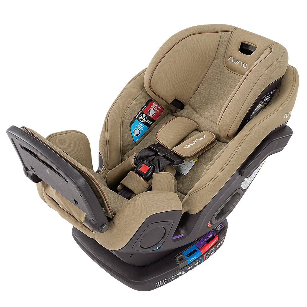 Angled side view of Nuna EXEC Car Seat in Color_Oak