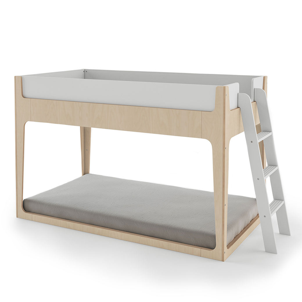 Oeuf Perch Nest Bed configured as a loft bed with an additional mattress underneath