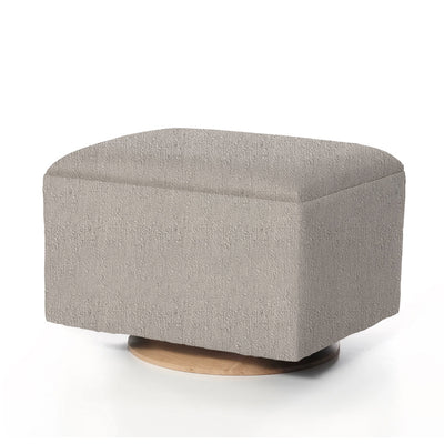 Small Stationary Ottoman With Wood Base