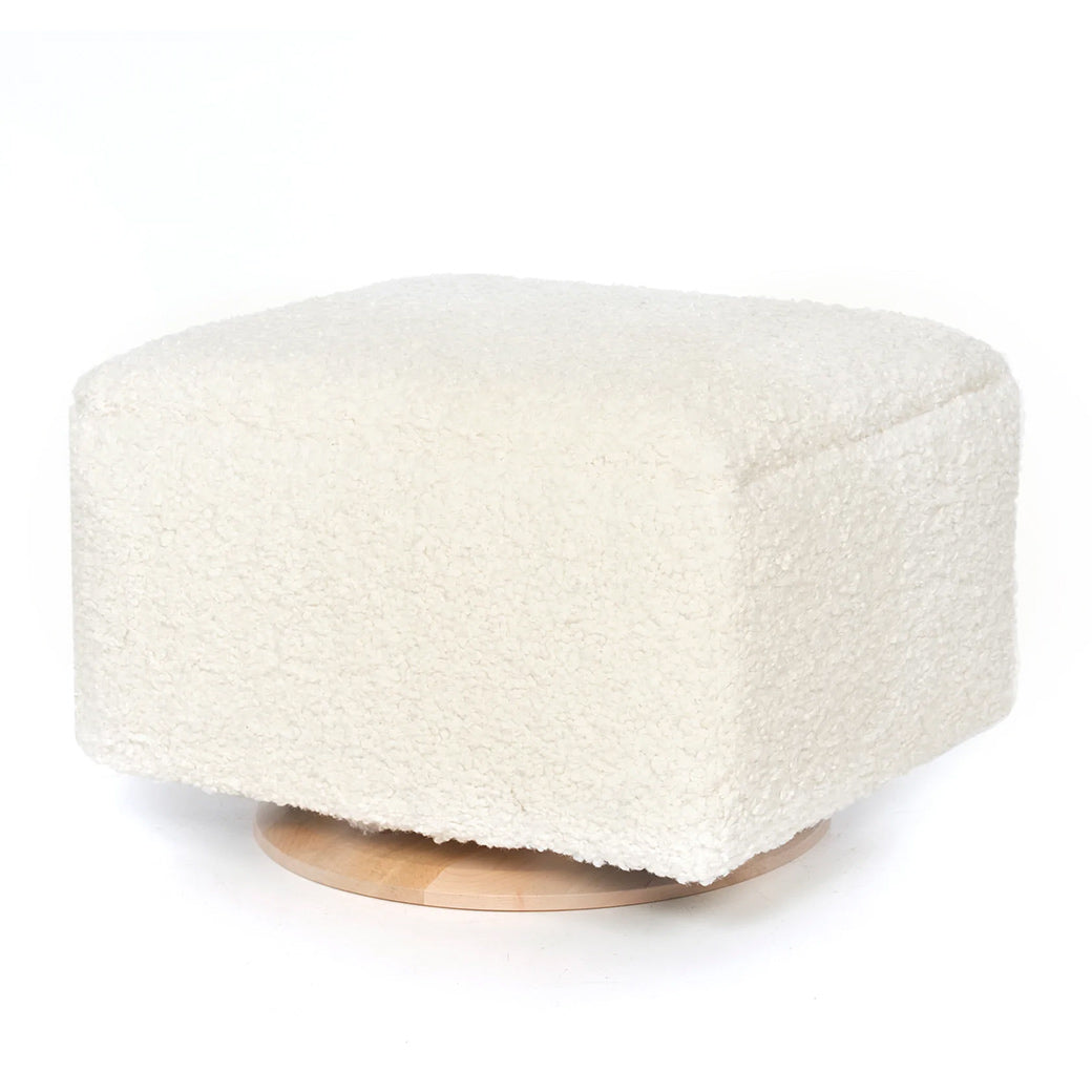 Small Stationary Ottoman With Wood Base