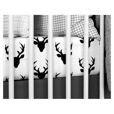 Deer Crib Sheet in Ivory & Black