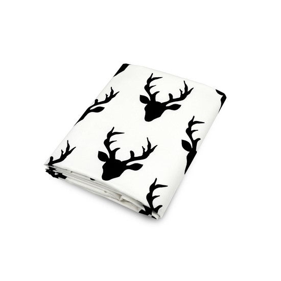 Deer Crib Sheet in Ivory & Black