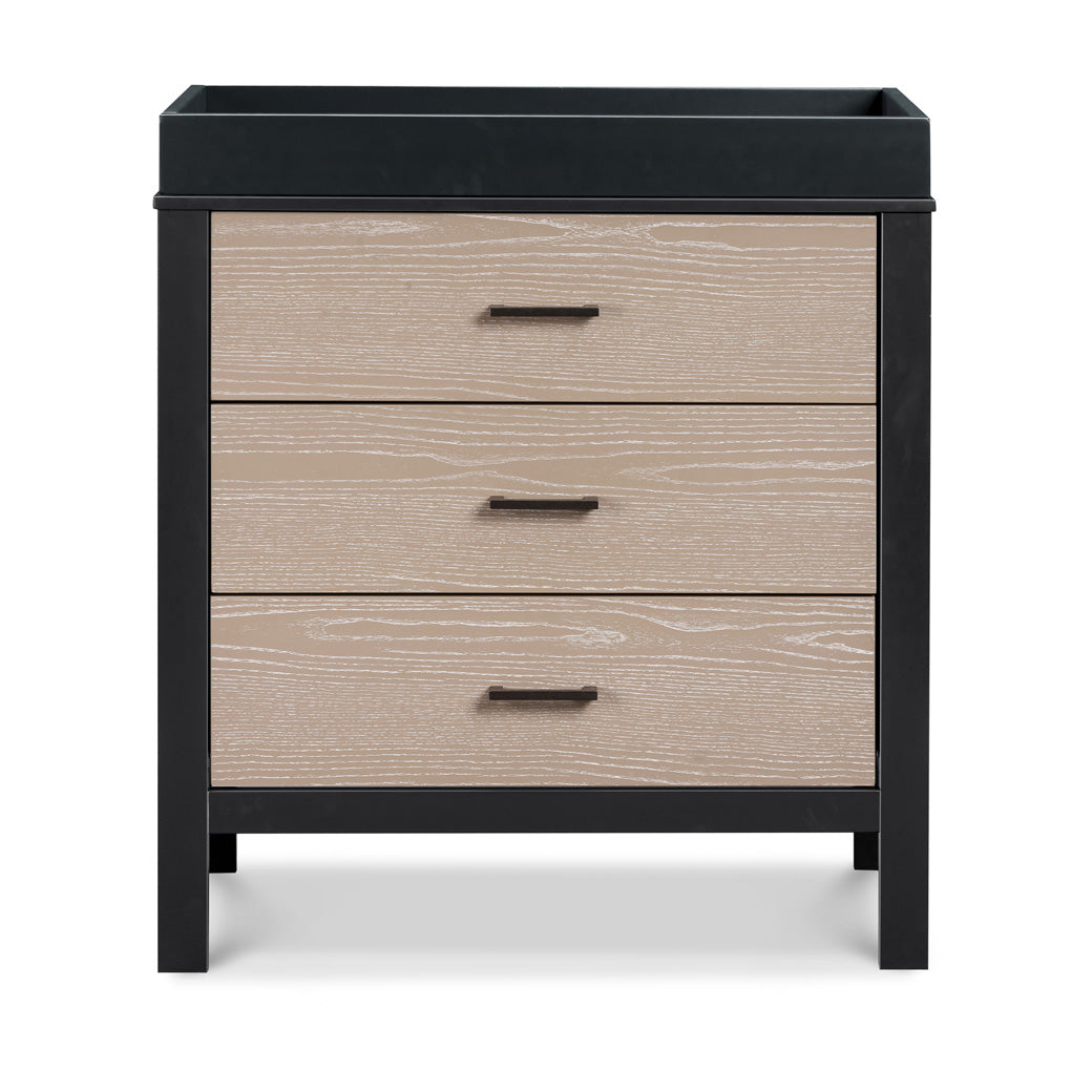 Front view of Carter's by DaVinci Radley 3-Drawer Dresser with tray in -- Color_Ebony/Coastwood