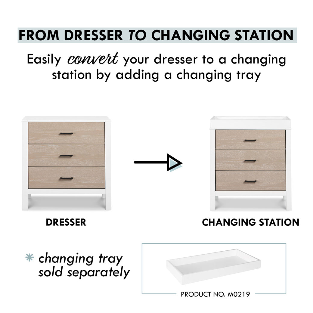 Conversion of the Carter's by DaVinci Radley 3-Drawer Dresser in -- Color_White/Coastwood