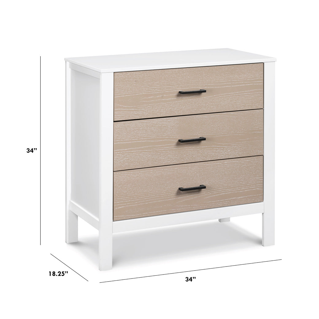 Dimensions of the Carter's by DaVinci Radley 3-Drawer Dresser in -- Color_White/Coastwood
