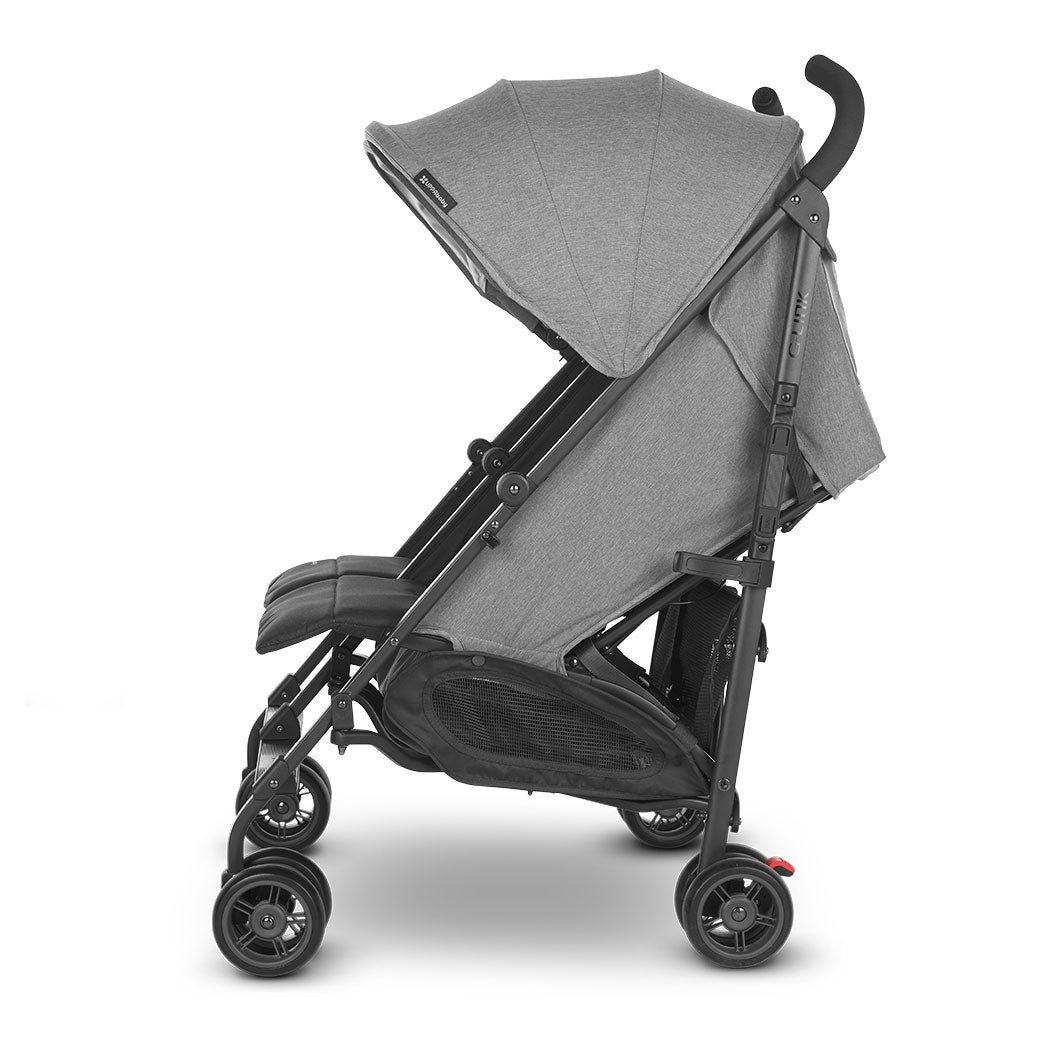 Side view of UPPAbaby G Link V2 Stroller with reclined seats in --Color_Greyson