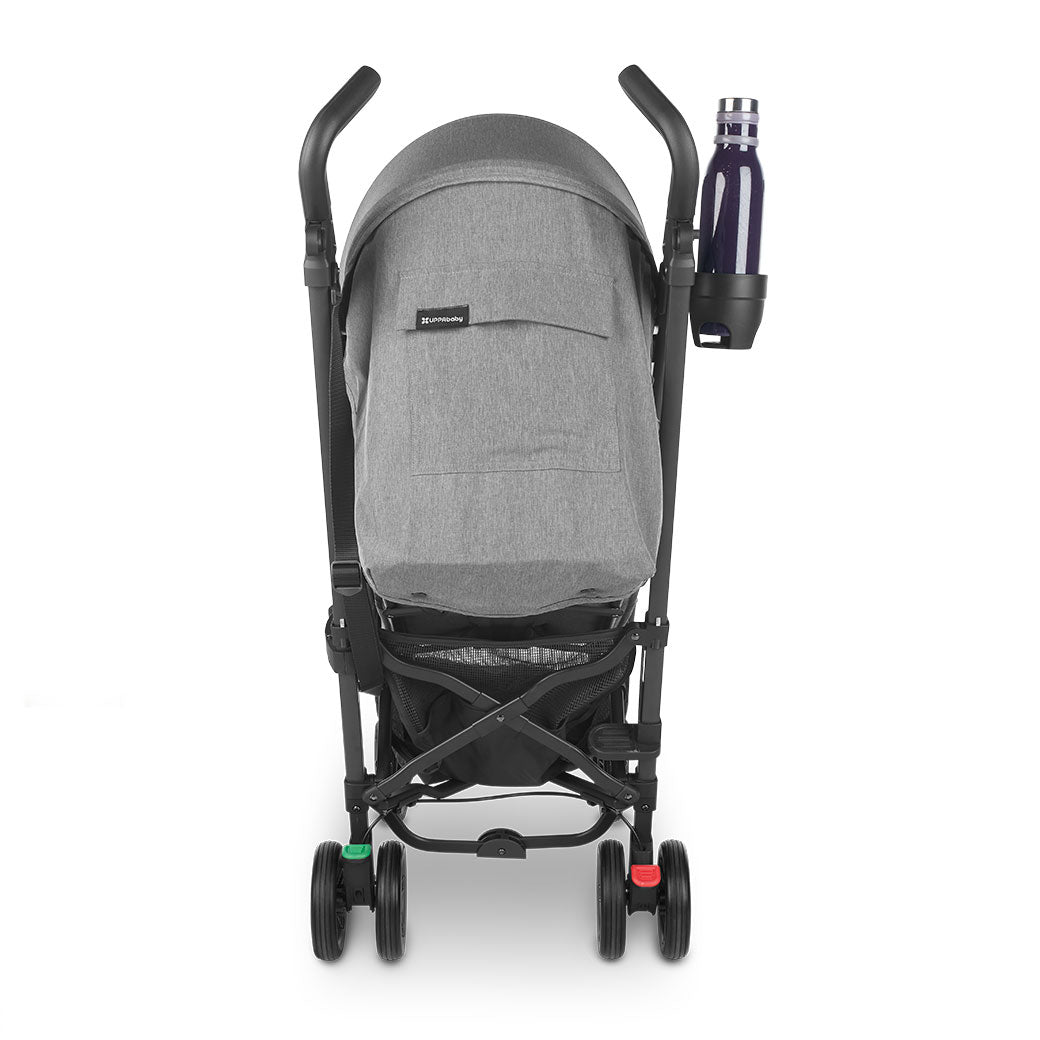 Back side of UPPAbaby G-Luxe Stroller with water bottle holder in --Color_Greyson