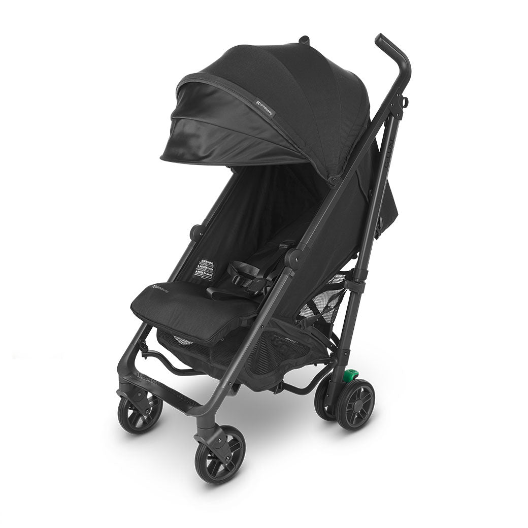 Reclined UPPAbaby G-Luxe Stroller with canopy down in --Color_Jake