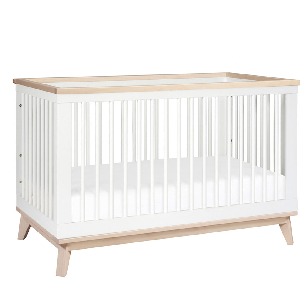 Babyletto's Scoot 3-in-1 Convertible Crib + Toddler Rail in -- Color_Washed Natural/White